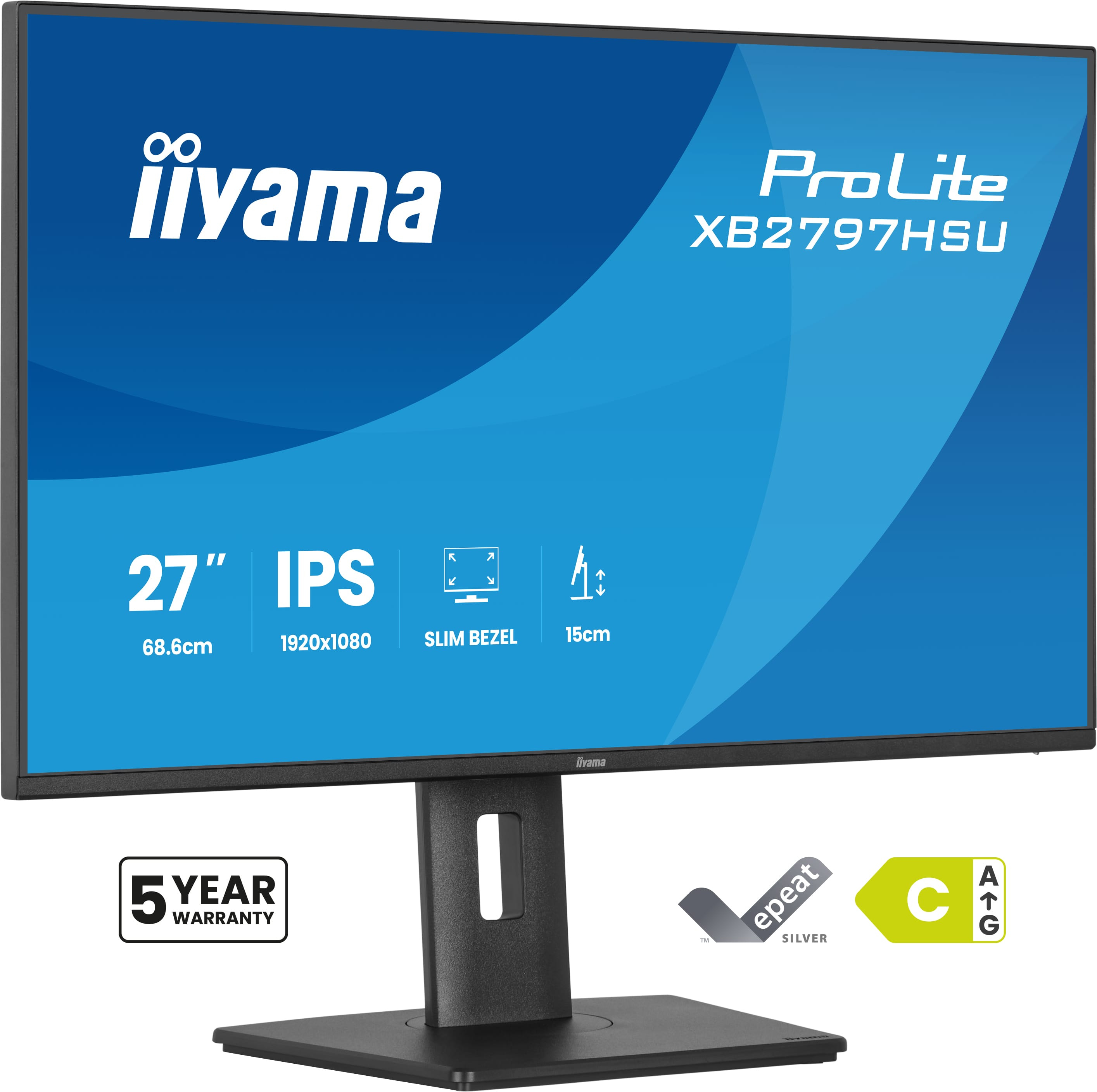 iiyama ProLite XB2797HSU-B1 - LED monitor - 27" - 1920 x 1080 Full HD (1080p) @ 120 Hz - IPS - 350 cd/m� - 1500:1 - 4 ms - HDMI, DisplayPort - speakers - black, matte