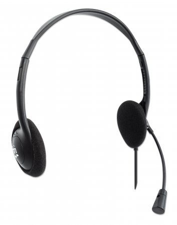 Manhattan Stereo On-Ear Headset (USB), Microphone Boom, Retail Box Packaging, Adjustable Headband, Ear Cushion, 1x USB-A for both sound and mic use, cable 1.5m, – image 2
