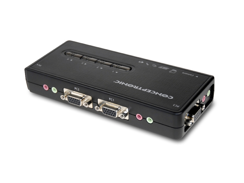 Conceptronic 4 ports USB KVM Switch w/ audio – image 3