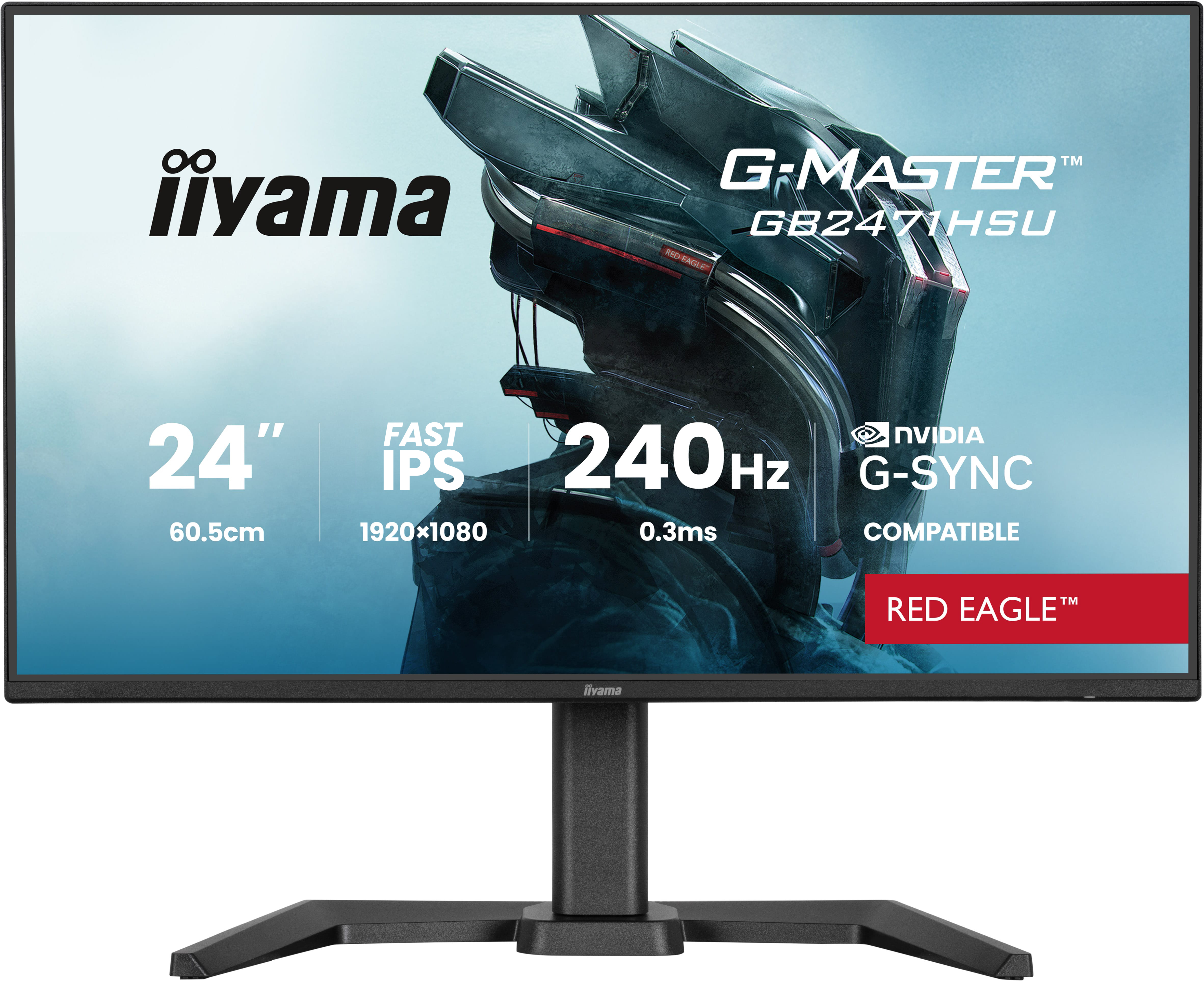 iiyama G-MASTER Red Eagle GB2471HSU-B1 - LED monitor - gaming - 24" - 1920 x 1080 Full HD (1080p) @ 240 Hz - Fast IPS - 350 cd/m� - 1000:1 - 0.3 ms - HDMI, DisplayPort - speakers - black, matte