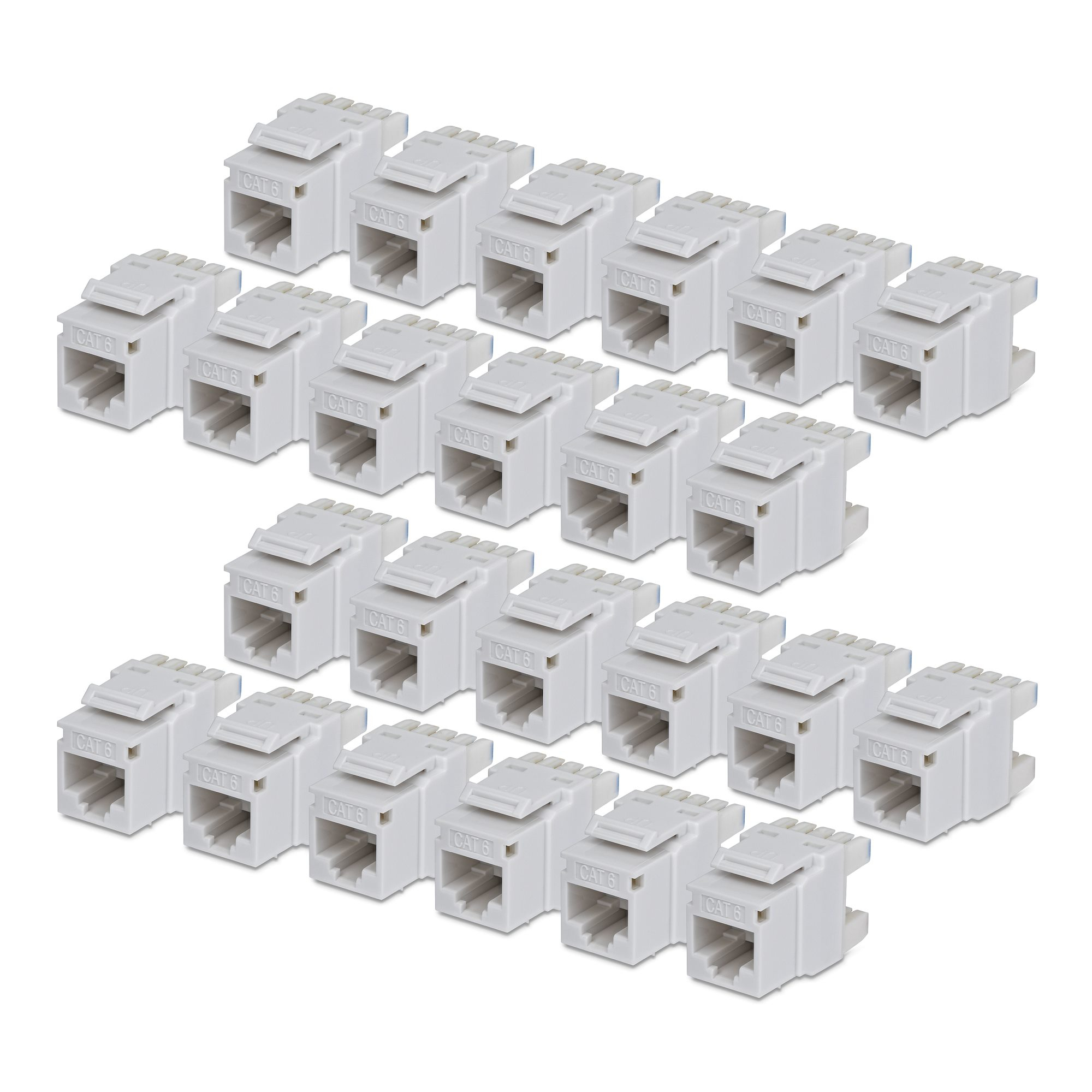 StarTech.com Jack Keystone Cat6, Lot de 24 Prises Ethernet RJ45 Keystone, Prise Murale UTP Cat6, Connecteur à 180 Degrés 110 Punch Down, Blanc