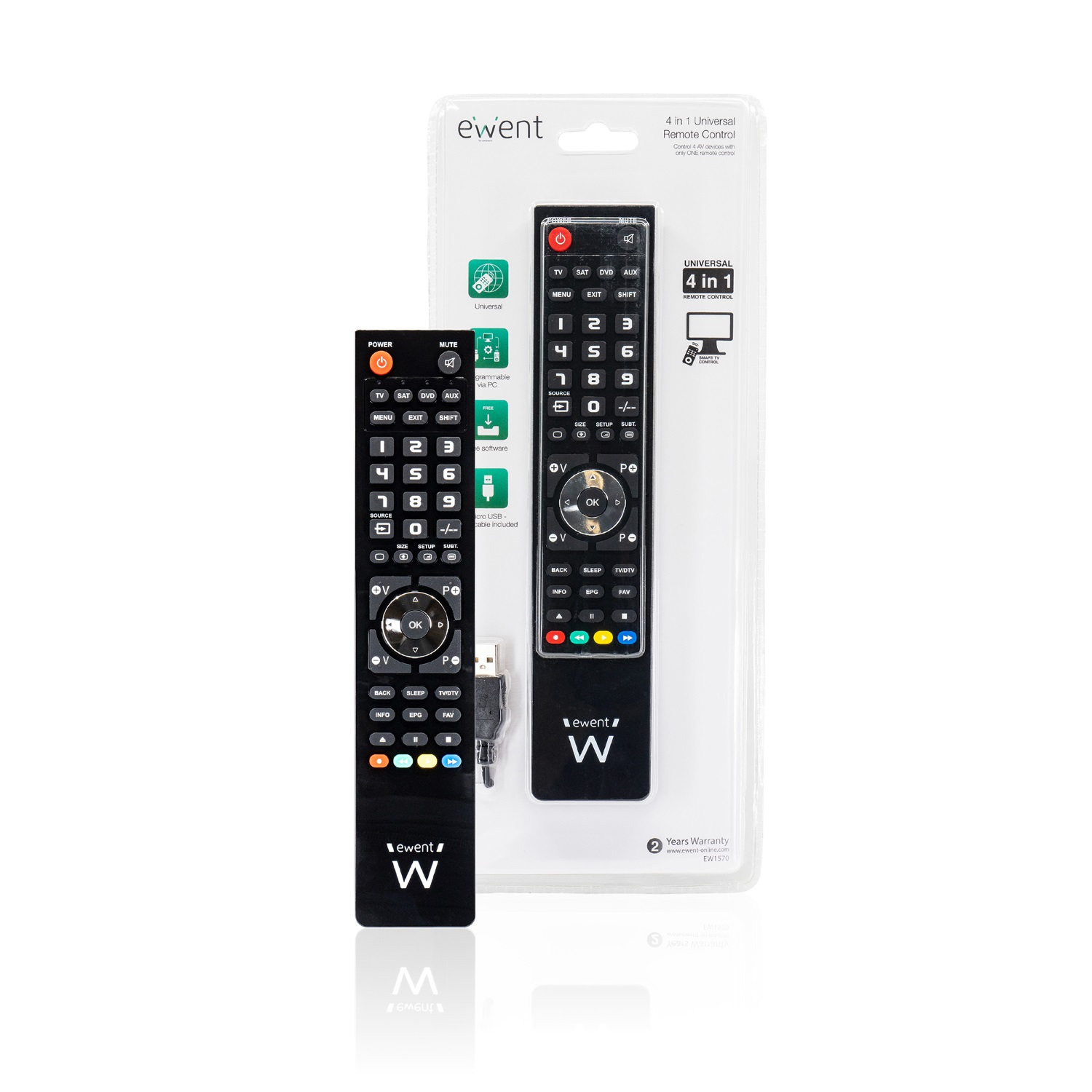 Ewent EW1570 remote control DTT, DVD/Blu-ray, Projector, SAT, STB, Soundbar speaker, TV, Universal, VCR Press buttons – image 6