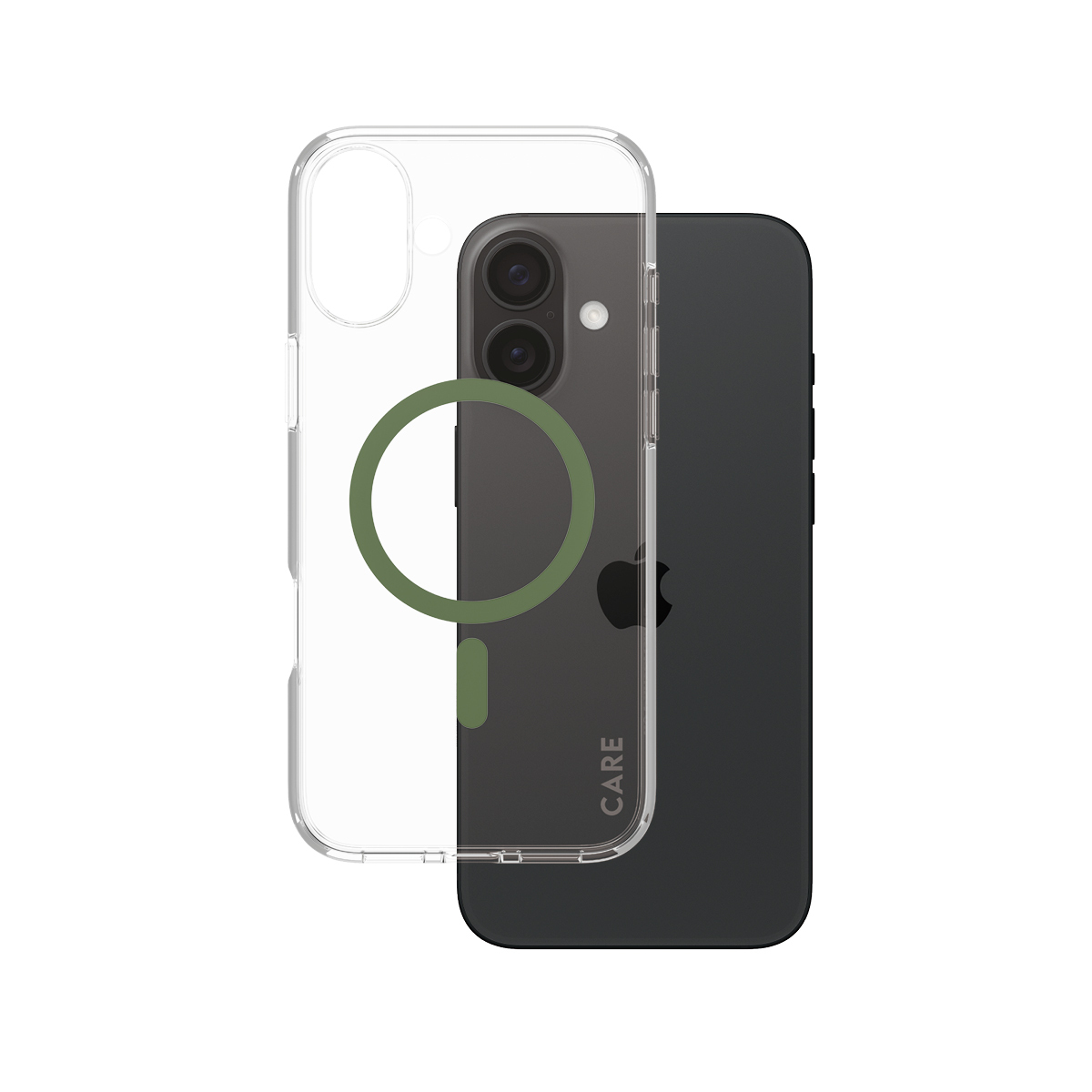 PanzerGlass CARE™ by ® Urban Combat Case Transparent w. Green MagSafe iPhone 16 Plus