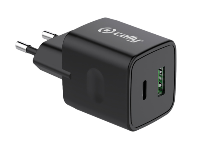 Celly PLTC20WUSBUSBC mobile device charger Smartphone, Tablet Black AC Indoor