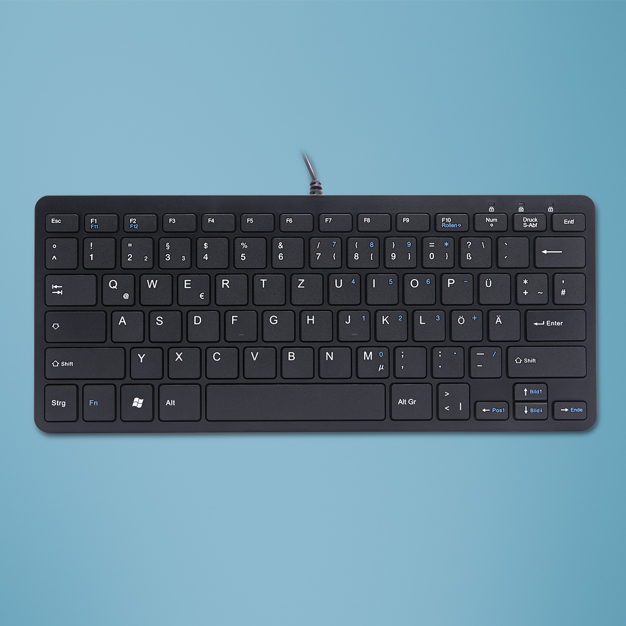 R-Go Tools Ergonomic keyboard R-Go Compact, compact keyboard, flat design, QWERTZ (DE), wired, black