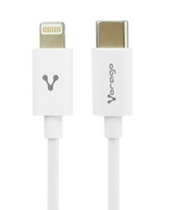 Cable Lightning VORAGO CAB-125 CABLE VORAGO CAB-125 TIPO C - LIGHTNING 20W CARGA RÁPIDA 1 METRO BLANCO - Vorago