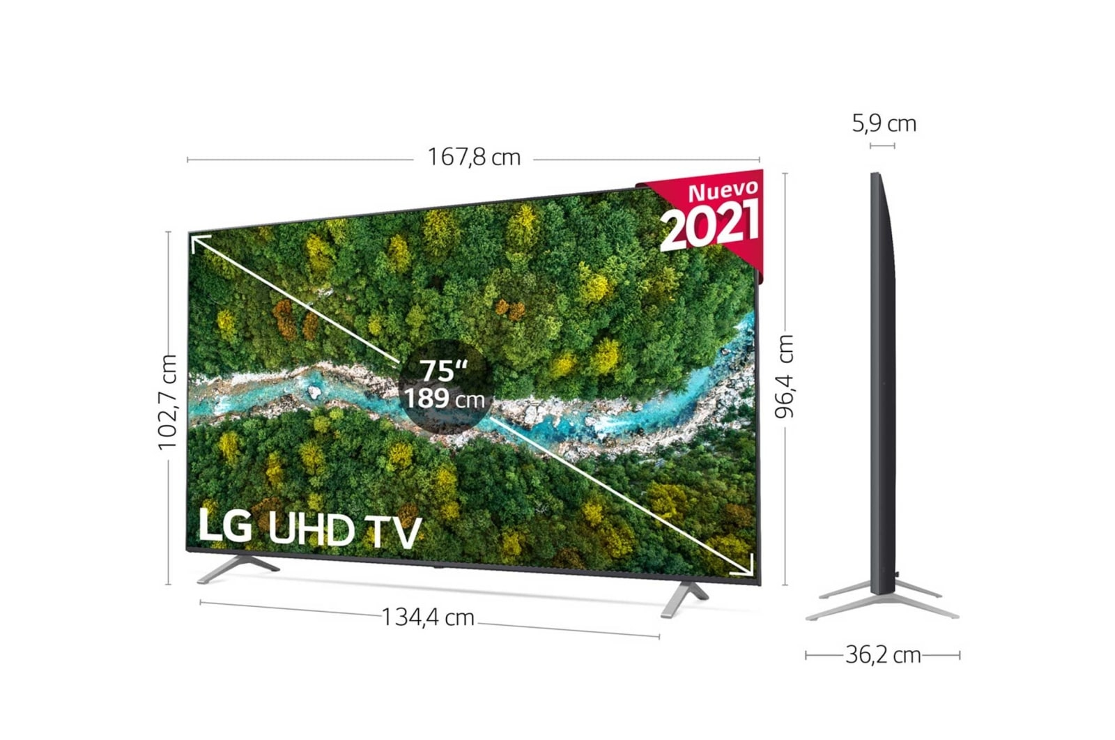 LG 75UP76706LB 190.5 cm (75") 4K Ultra HD Smart TV Wi-Fi Grey – image 2