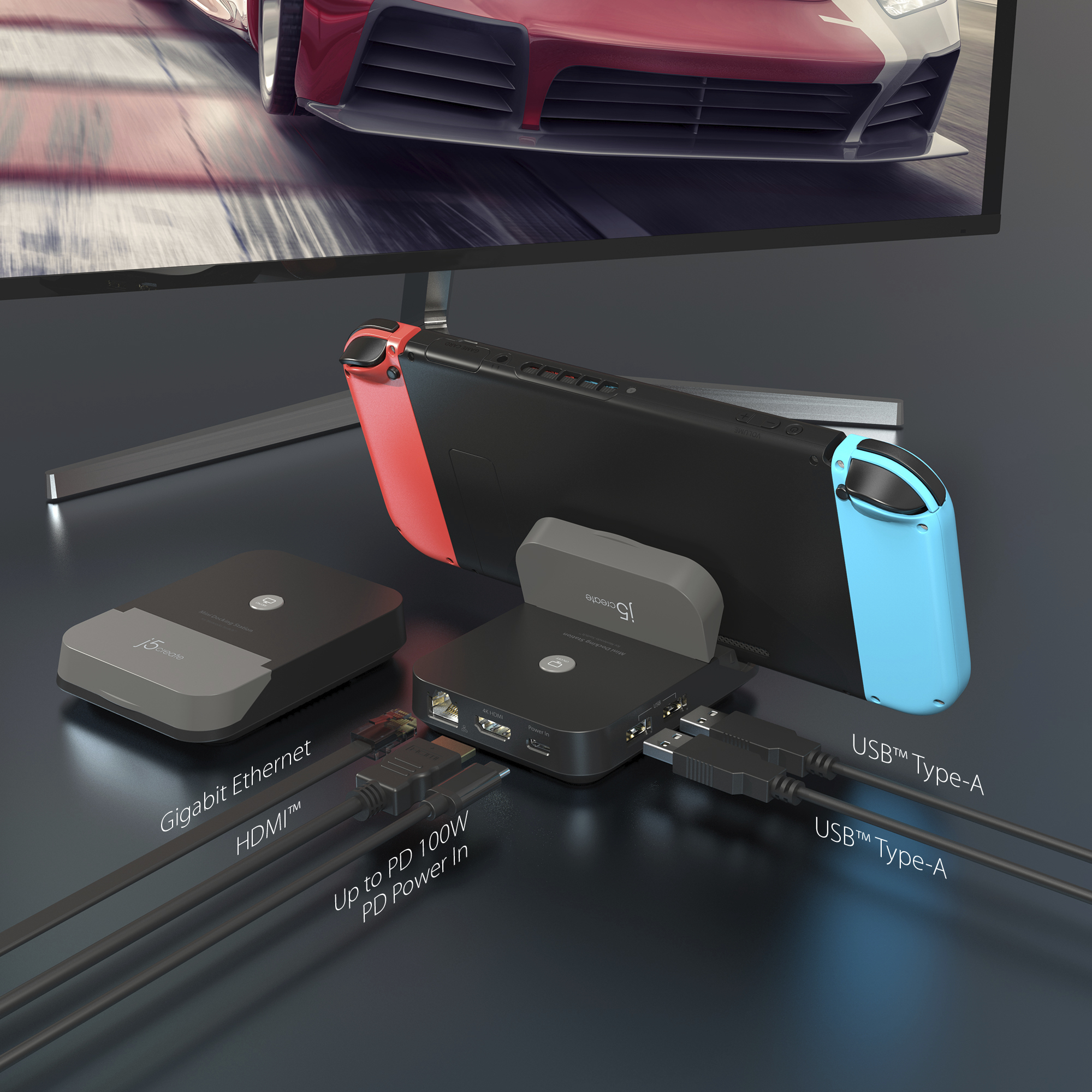 j5create JCD620 Mini Docking Station for Nintendo Switch™, Black – image 5