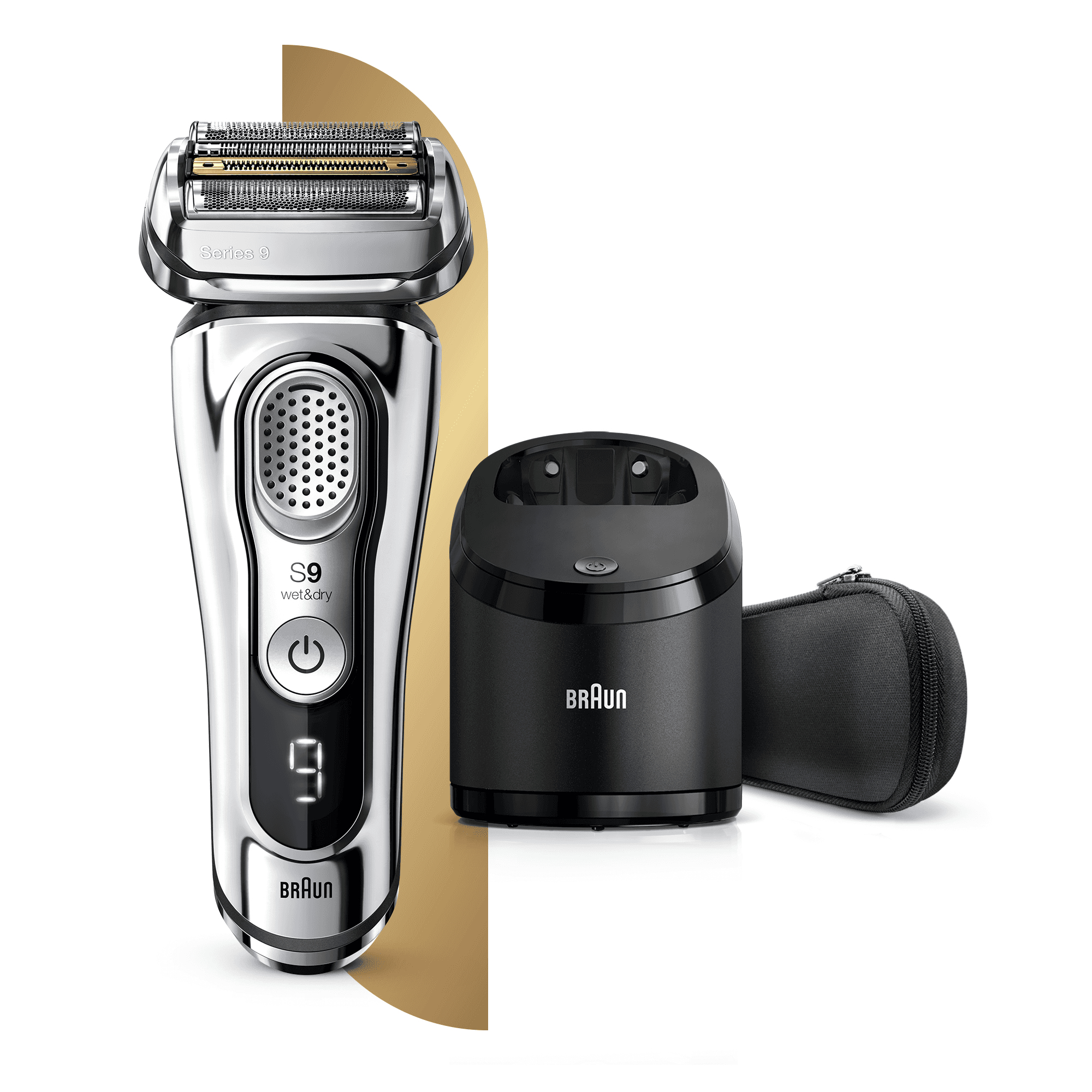 Braun Series 9 9375cc Latest Generation Electric Shaver, Clean&Charge Station, Fabric Case, Chrome – image 2