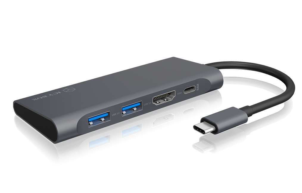 ICY BOX IB-DK4022-CPD Wired USB 3.2 Gen 1 (3.1 Gen 1) Type-C Anthracite, Black