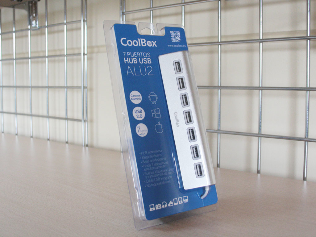 CoolBox HUBCOO7ALU2 interface hub USB 2.0 480 Mbit/s Silver – image 2