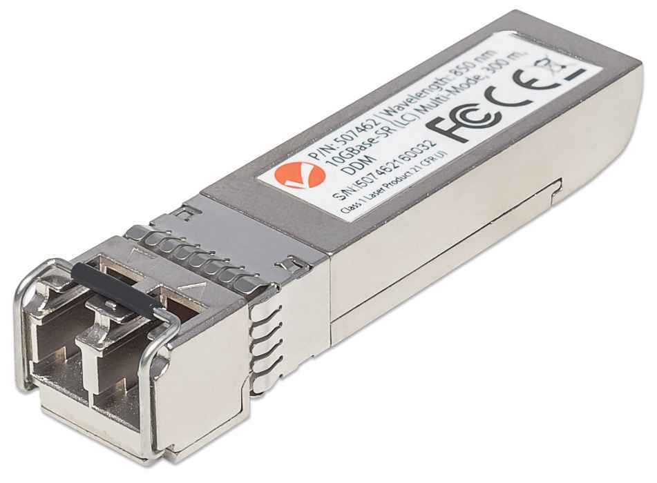 Intellinet Transceiver Module Optical, 10 Gigabit Fiber SFP+, 10GBase-SR (LC) Multi-Mode Port, 300m, Wavelength 850nm, MSA Compliant, Equivalent to Cisco SFP-10