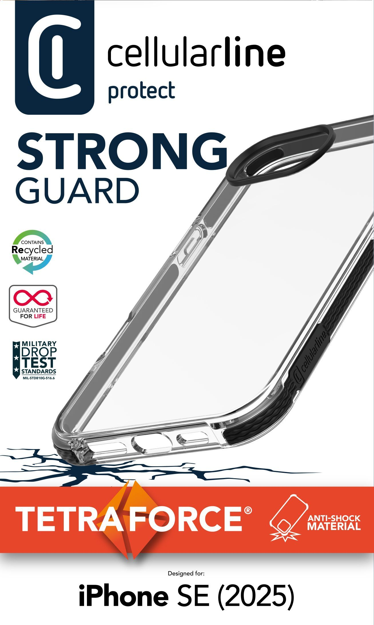 Cellularline Tetra Force Strong Guard - iPhone 16e Ultra-protective, anti-shock flexible case with integrated Microban® antibacterial technology – image 2