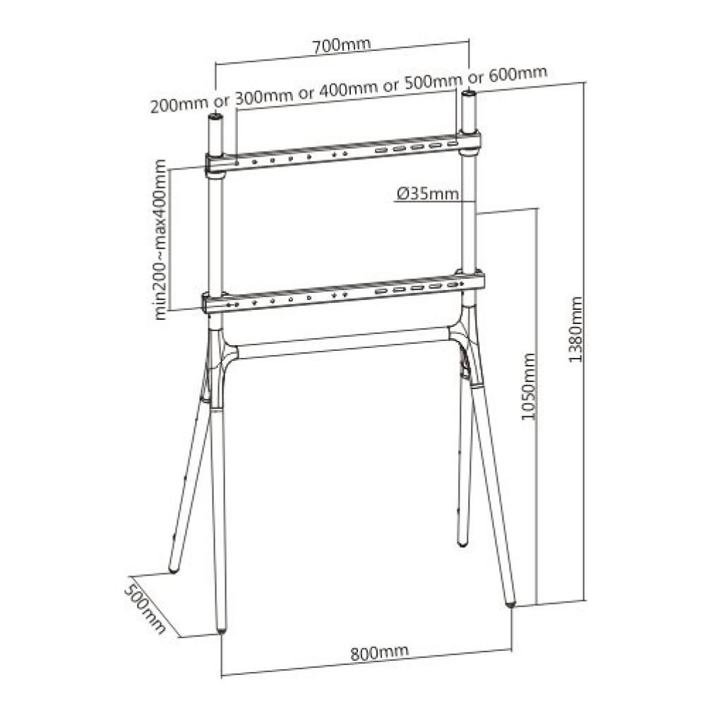 Techly Floor Stand for LCD/LED/Plasma TV 49-70" Tripod Style – image 3