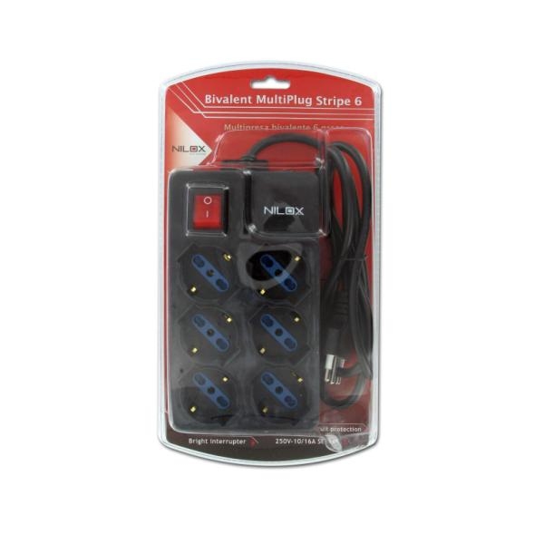 Nilox MULTIPRESA 6P. BIPASSO NERO