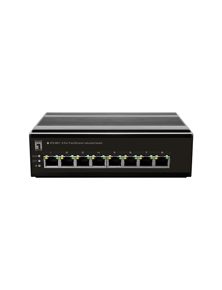 LevelOne Industr.Switch  8xFE+DIN                     Metall
