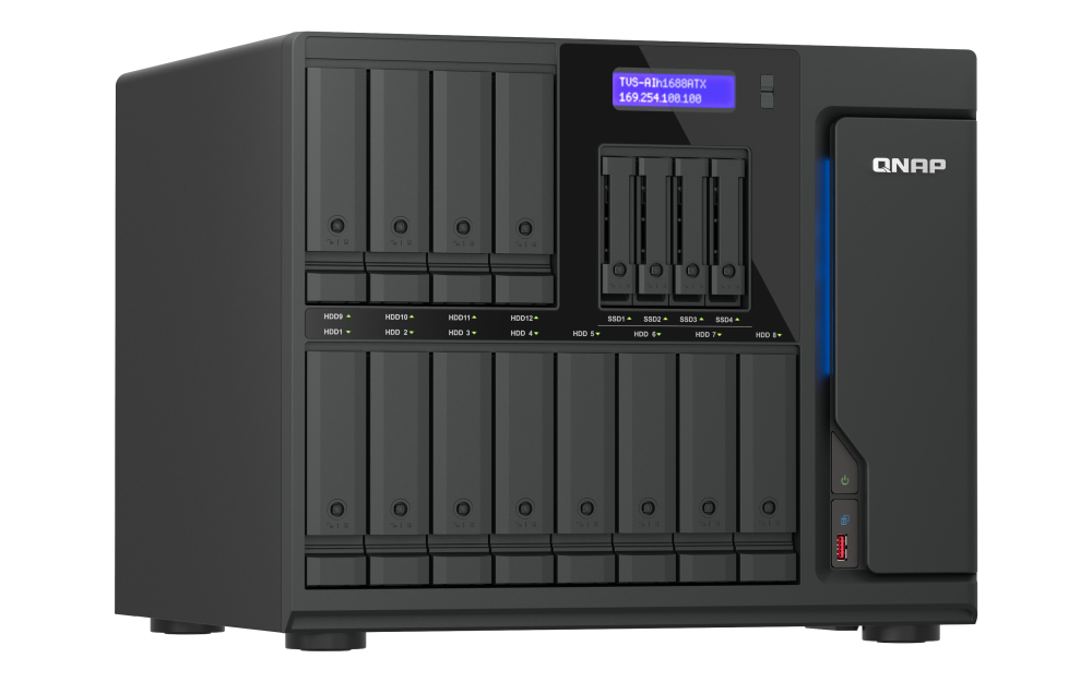 QNAP TVS-AIH1688ATX-U9-32G serveur de stockage NAS Tower 32 Go DDR5 0 To QuTS hero Noir
