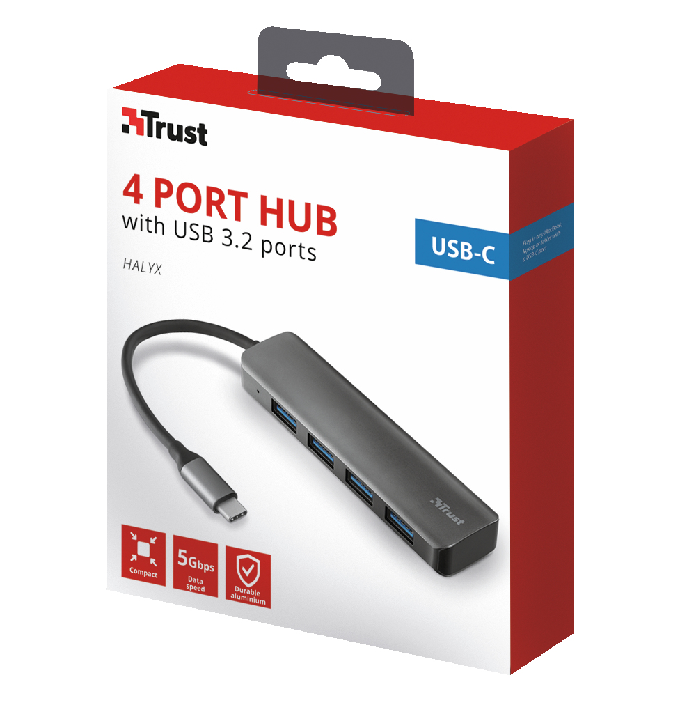 Trust 23328 interface hub USB 3.2 Gen 1 (3.1 Gen 1) Type-A 5000 Mbit/s Grey – image 6