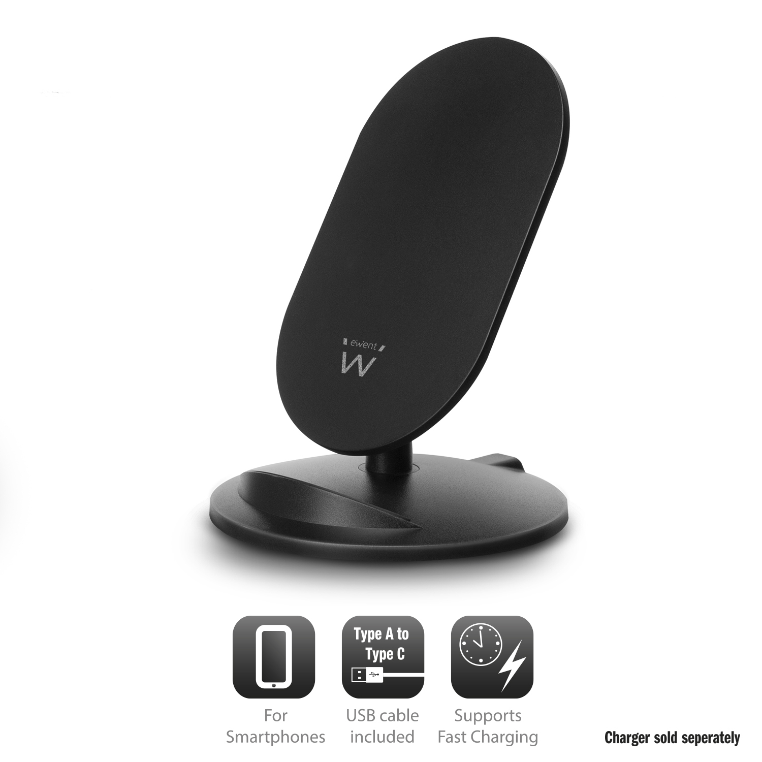 Ewent EW1192 mobile device charger Smartphone Black USB Wireless charging Indoor – image 2