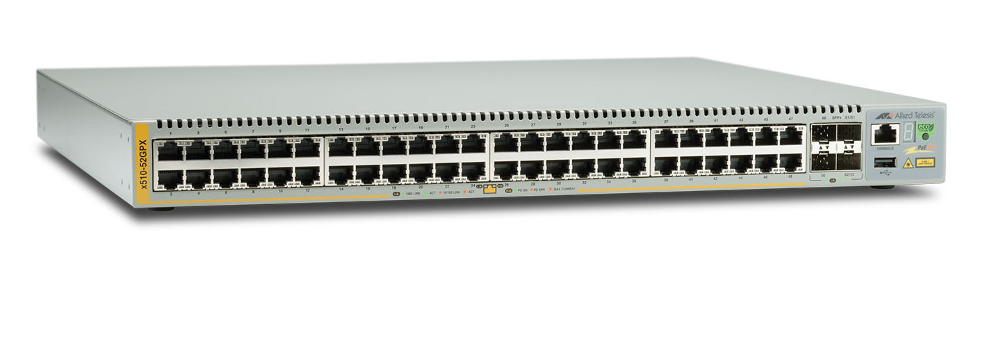 Allied Telesis AT-x510-52GPX-50 Managed L3 Gigabit Ethernet (10/100/1000) Power over Ethernet (PoE) Grey