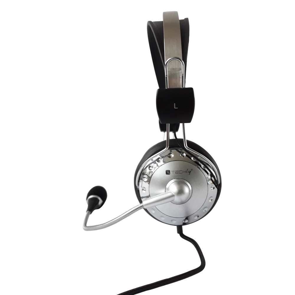 Techly ICC-SH-517TY headphones/headset Wired Head-band Office/Call center Black, Silver – image 4