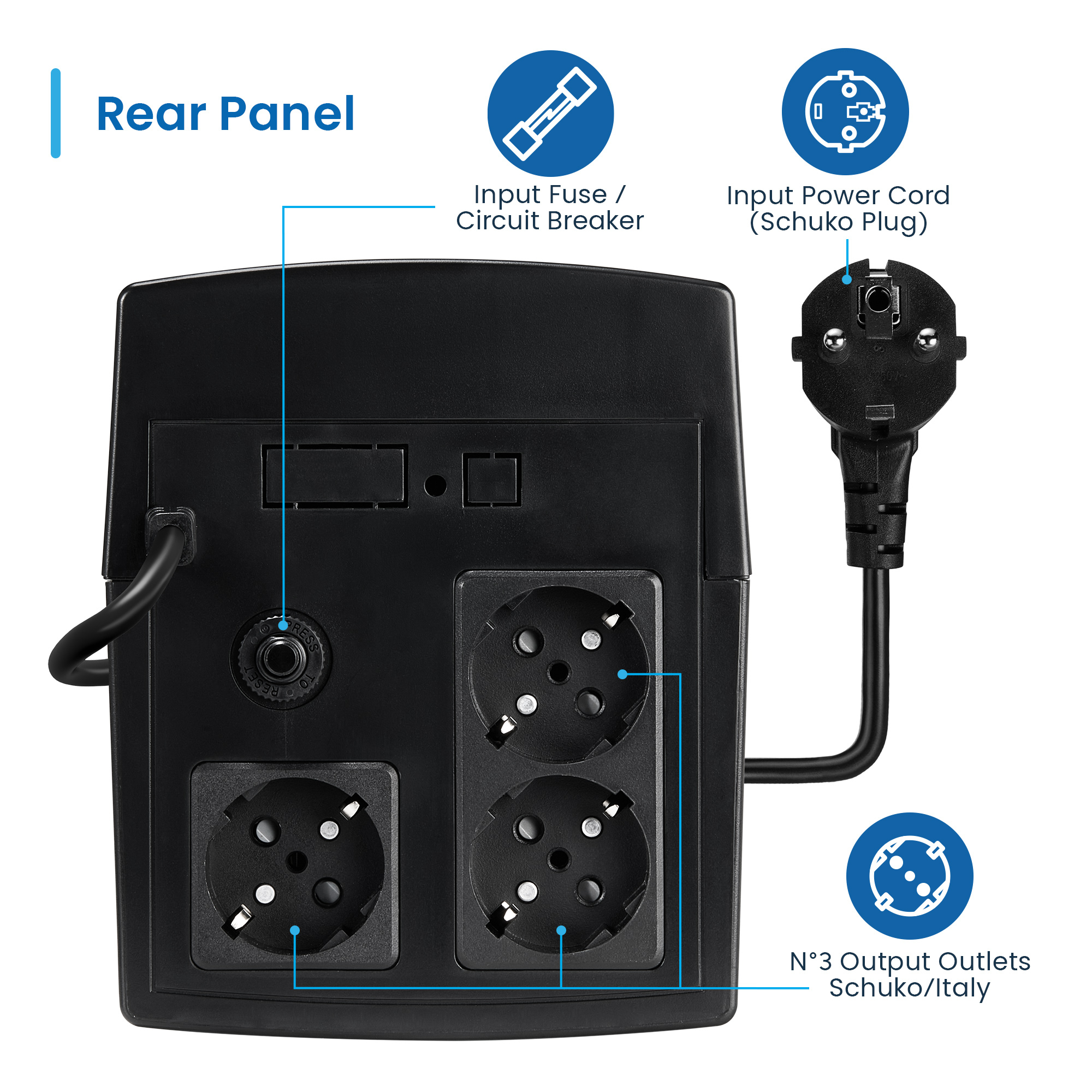 Ewent EW3997 uninterruptible power supply (UPS) Line-Interactive 1.3 kVA – image 3