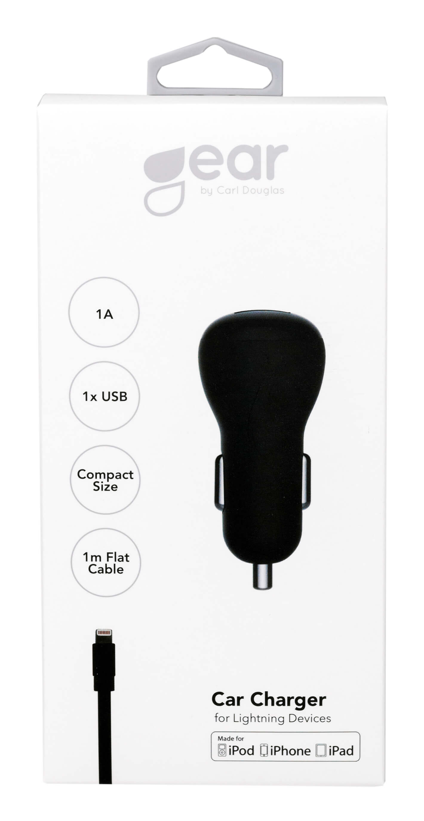 Gear Charger 12V 1xUSB 1A Black Lightning Cable 1m MFI – image 2