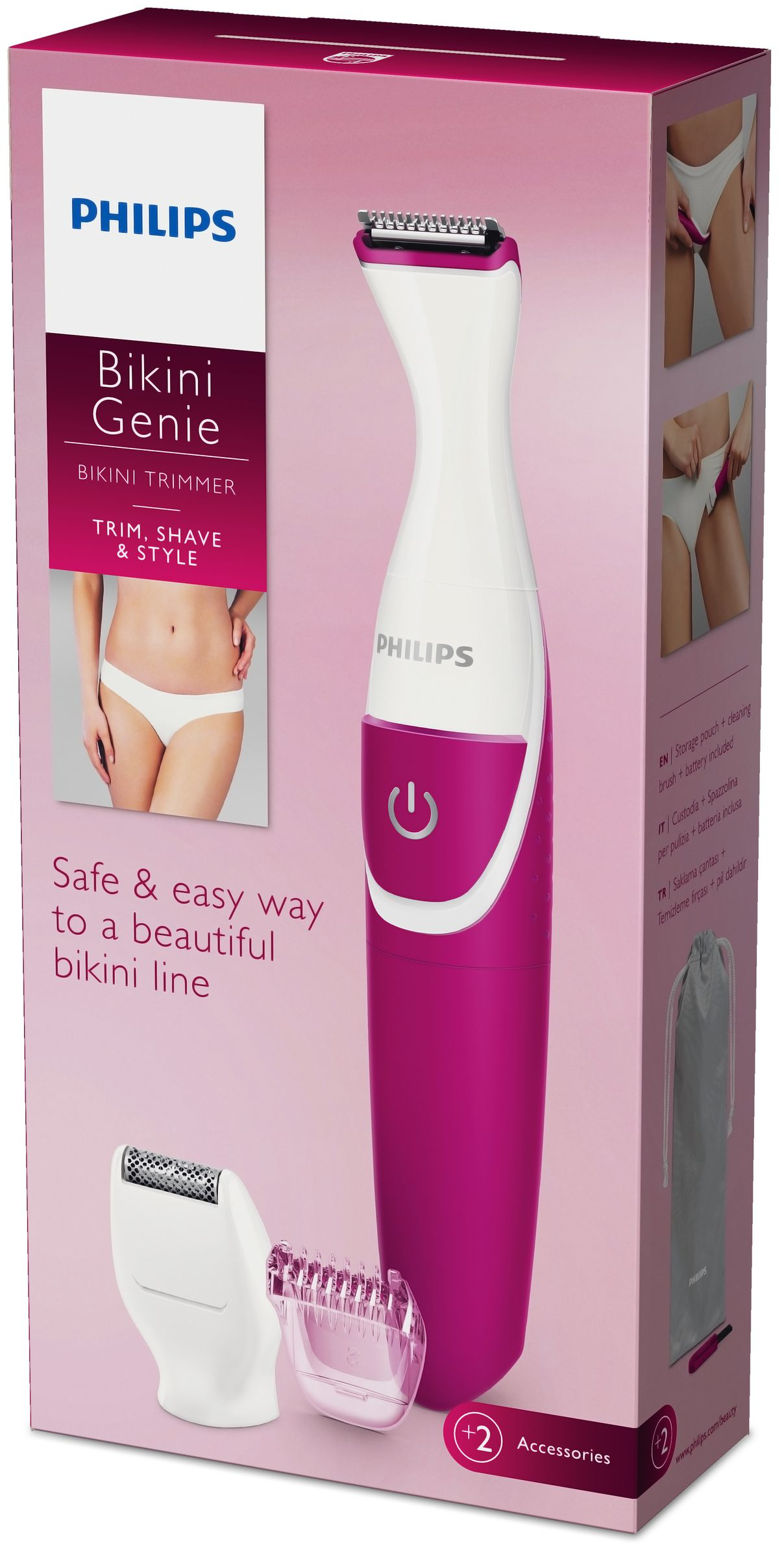 Philips BikiniGenie BRT382/15 bikini trimmer Wet & Dry Pink, White – image 2