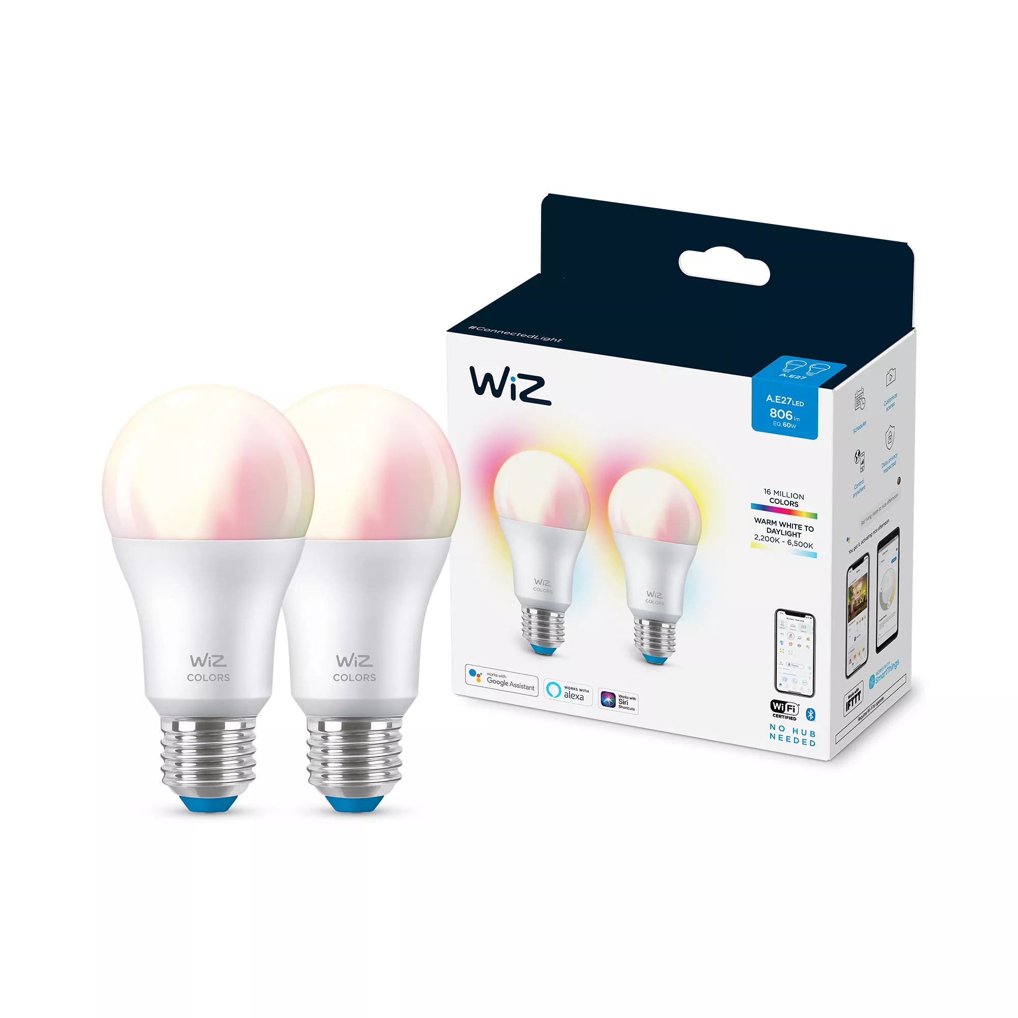 WiZ Bulb 8W (Eq.60W) A60 E27 x2 – image 2