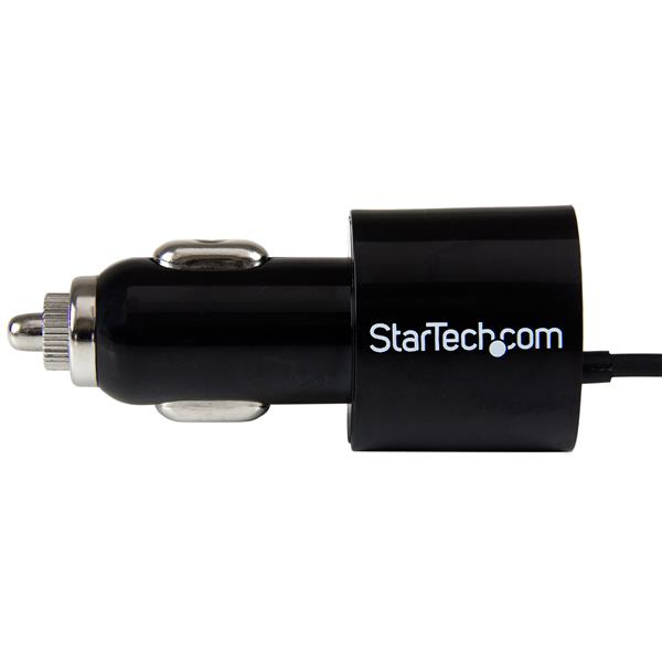 StarTech.com Dual-Port Car Charger with Lightning Cable and USB 2.0 Port - Black – image 2