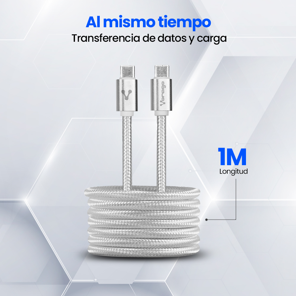 Cable USB C Vorago CAB-124 - 1 Metro - Carga Rápida - Blanco - CAB-124 WH Cable USB C Vorago CAB-124 - 1 Metro - Carga Rápida - Blanco - CAB-124 WH