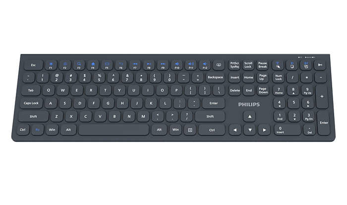 Philips 6000 series SPK6627K/93 keyboard Universal RF Wireless + Bluetooth QWERTY English Blue, Grey – image 2
