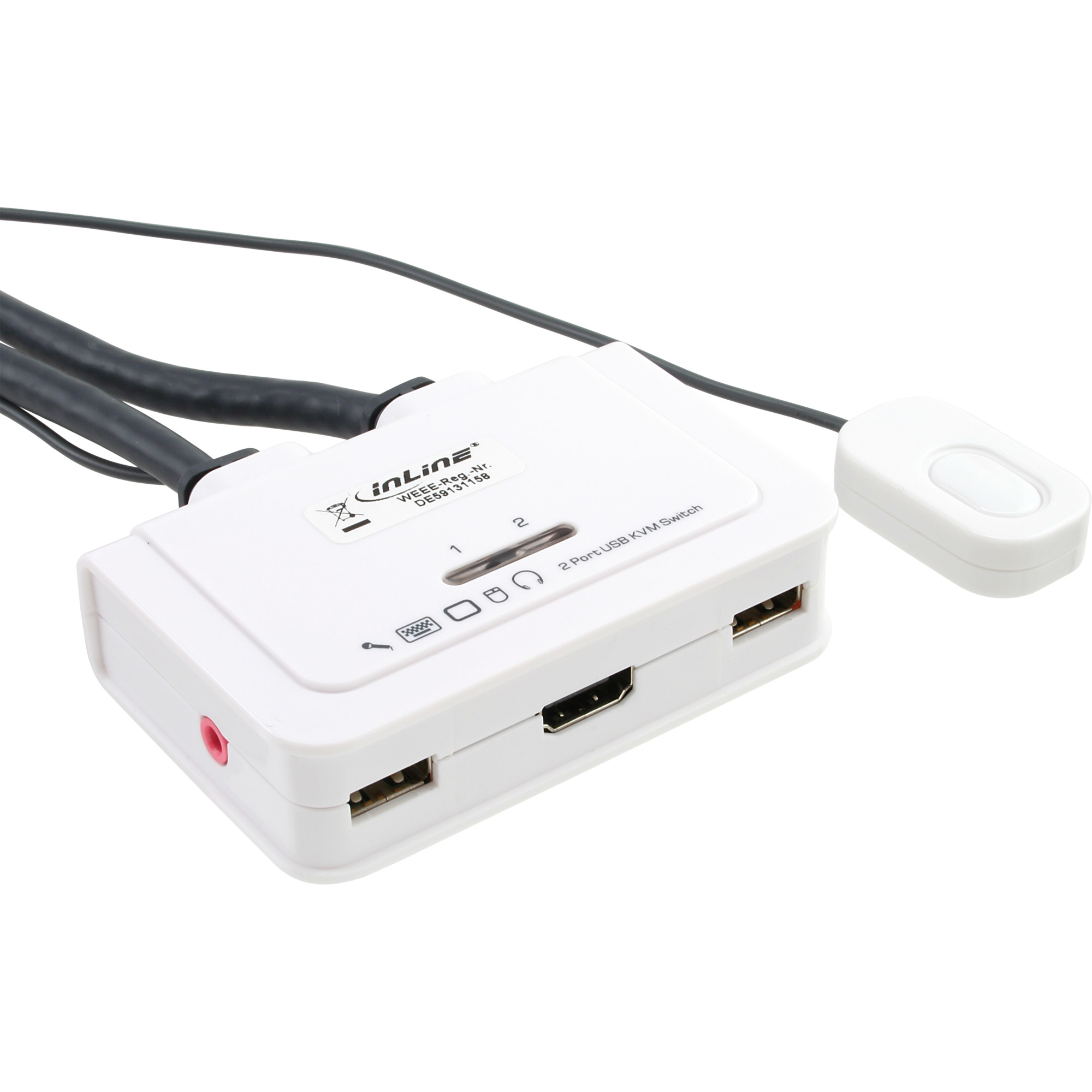 InLine KVM Switch 2 Port HDMI USB with Audio – image 1