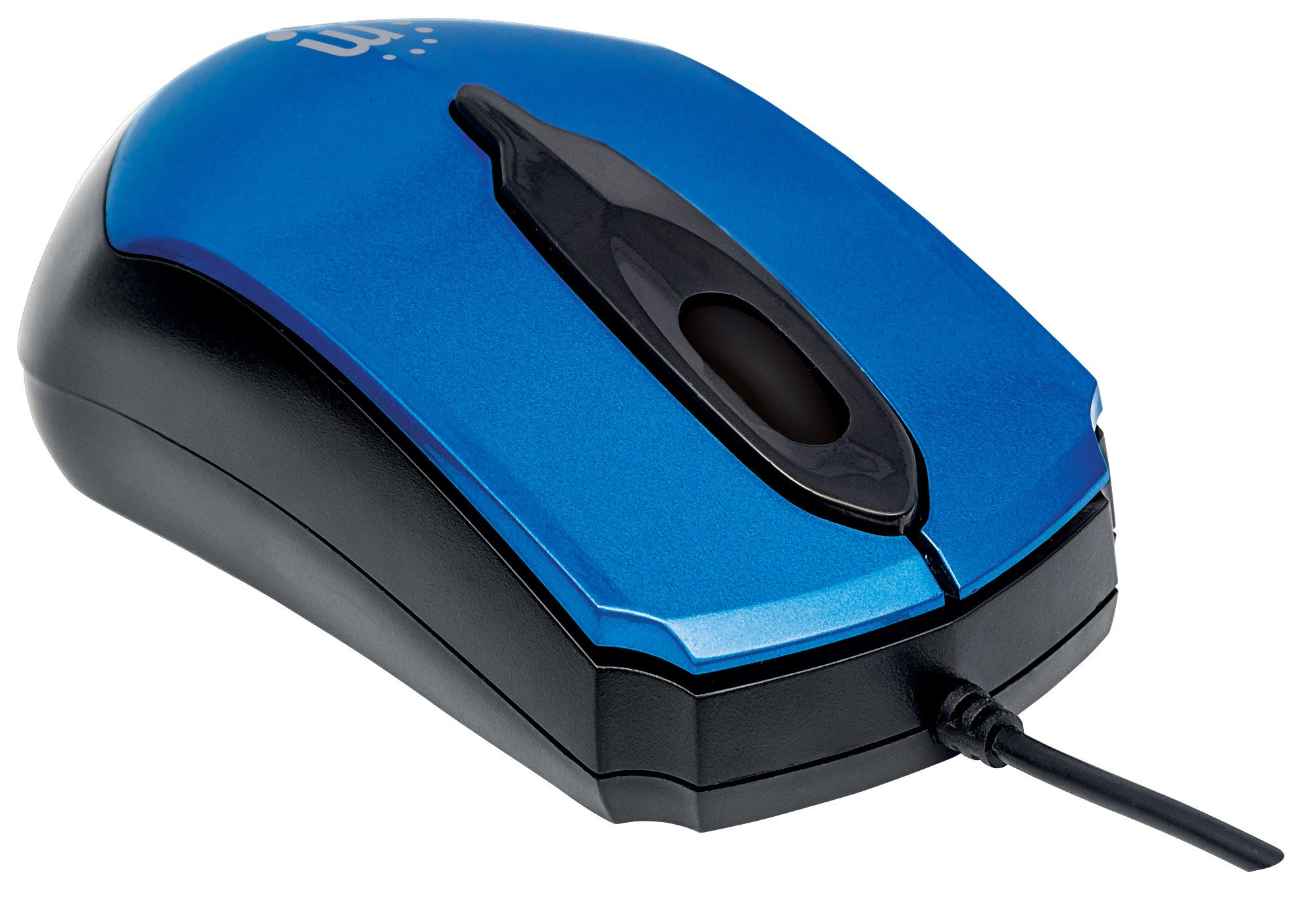 Manhattan Edge USB Wired Mouse, Blue, 1000dpi, USB-A, Optical, Compact, Three Button with Scroll Wheel, Low friction base, Three Year Warranty, Blister – image 2