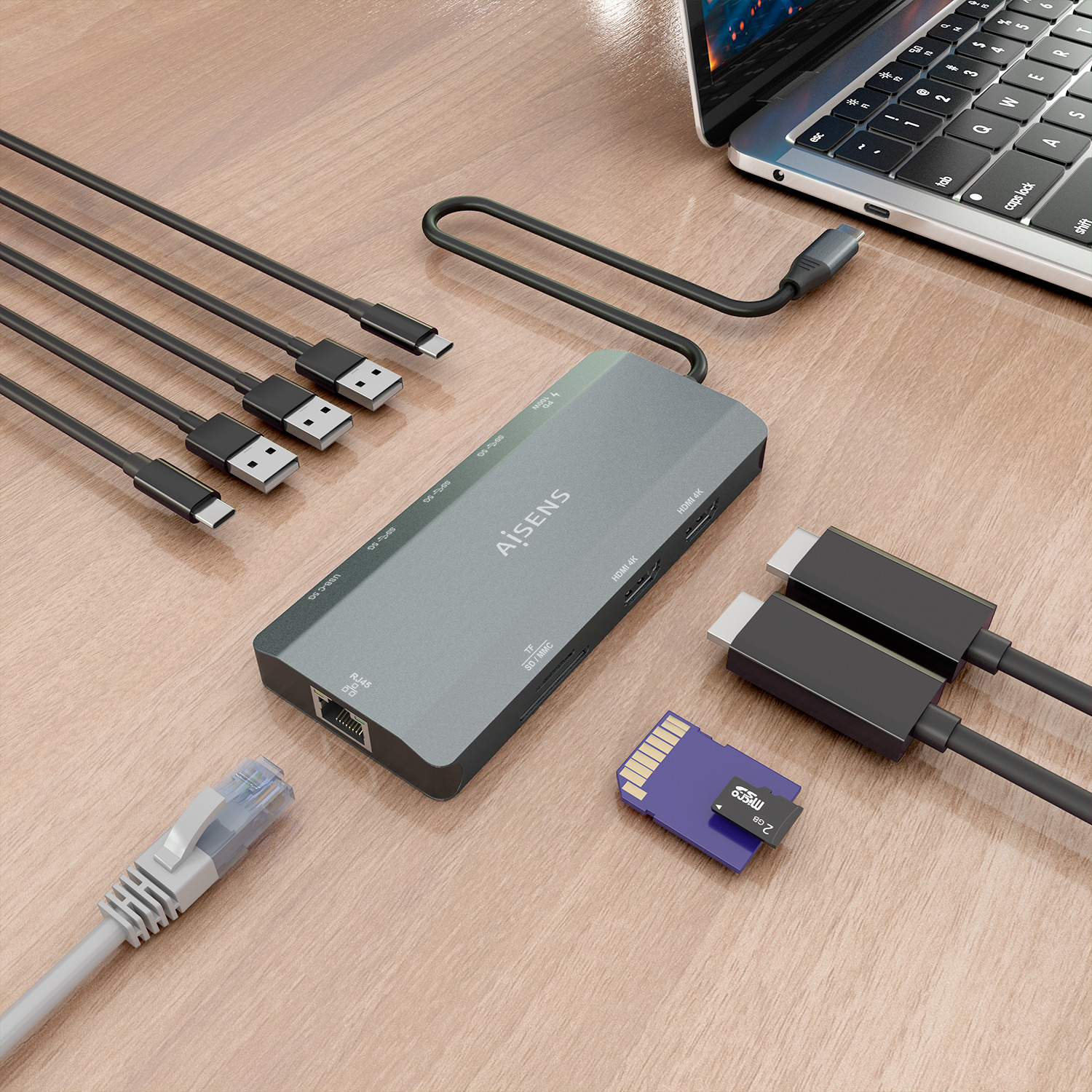 AISENS ASUC-10P052-GR laptop dock/port replicator Wired USB 3.2 Gen 1 (3.1 Gen 1) Type-C Grey – image 6