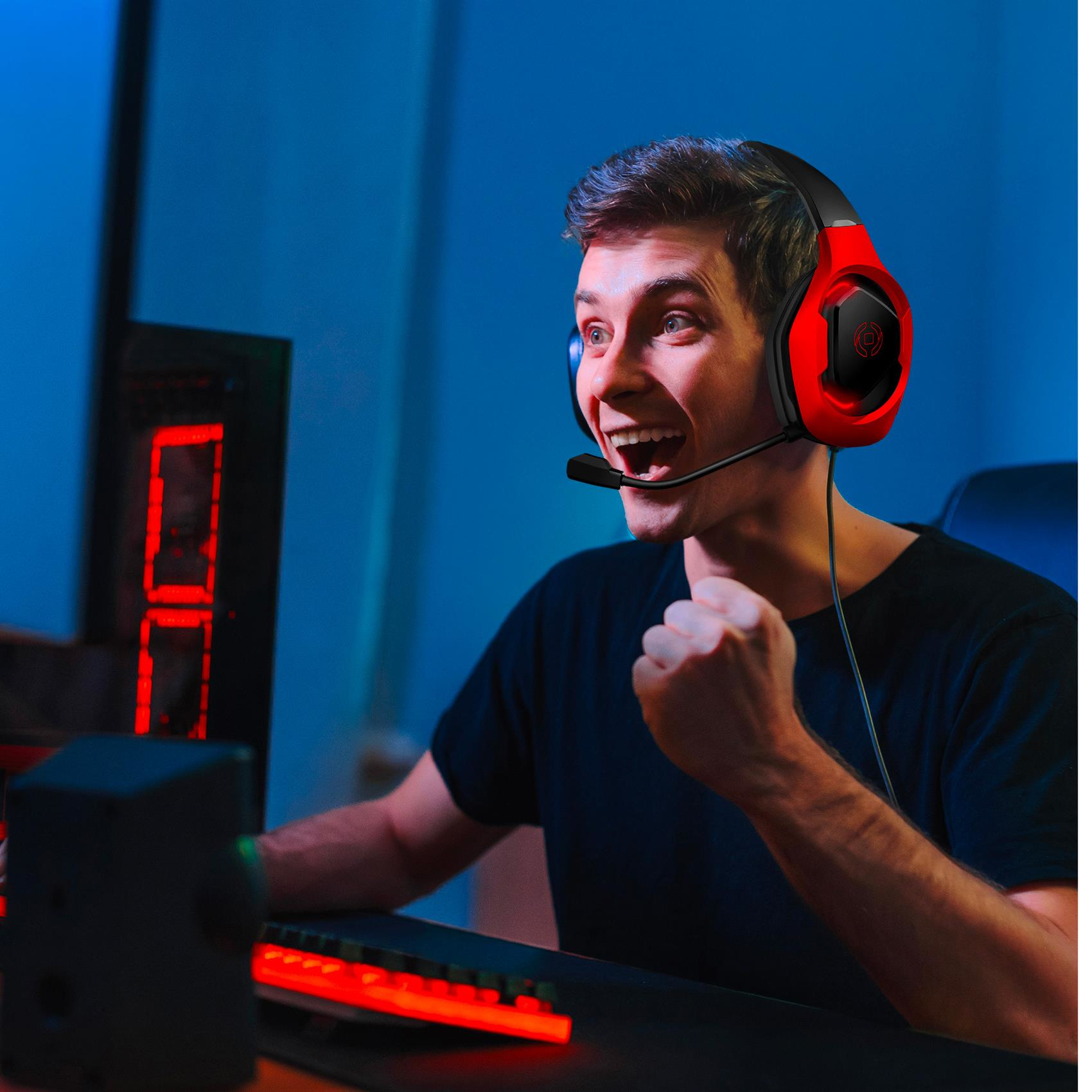 Celly CyberBeat Headset Wired Head-band Gaming USB Type-A Black, Red – image 4