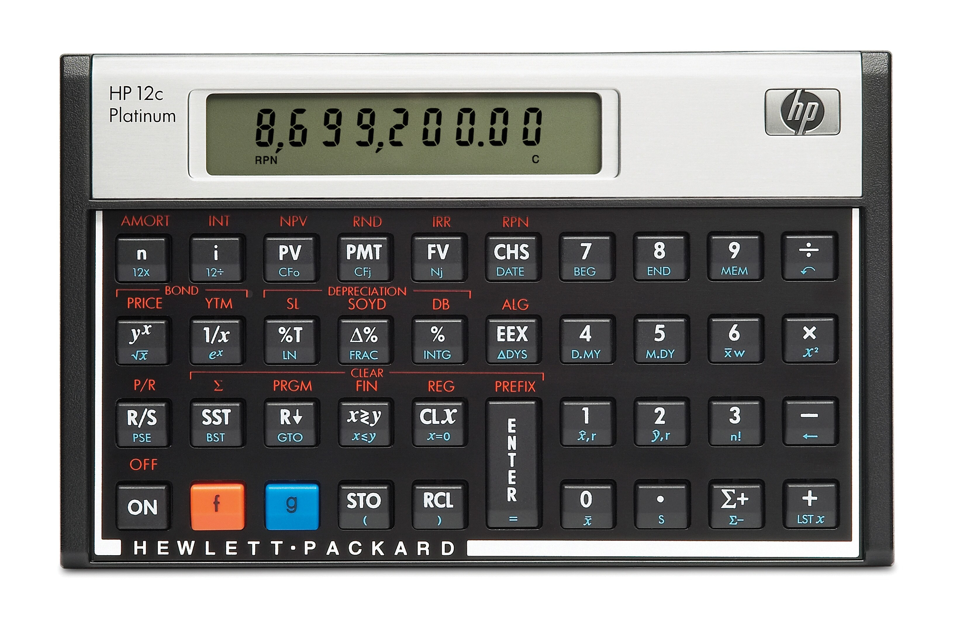 HP 12c calculadora Escritorio Calculadora financiera Aluminio, Negro
