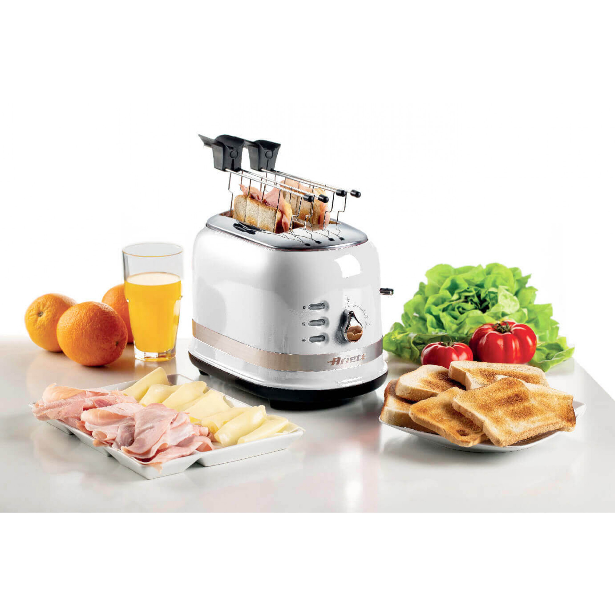 Ariete 149 Modern white toaster with tongs for 2 slices of bread, sandwich or toast - 6 browning levels - Defrosting - Modern line - White – image 3