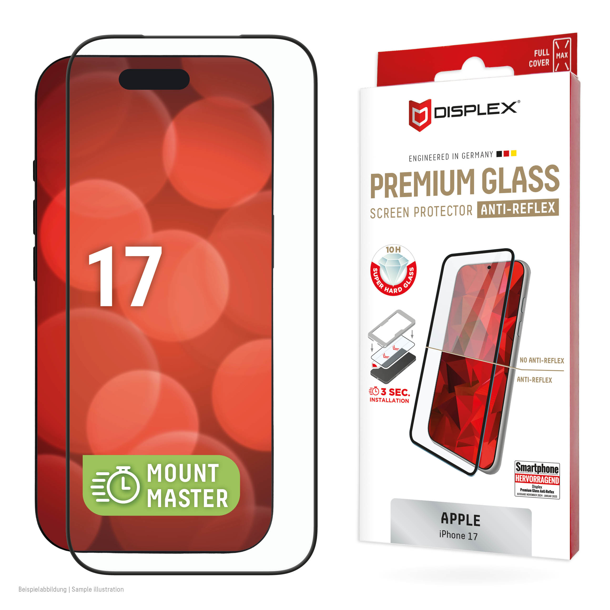 Displex Premium Screen Protector (Full Cover, 10H) for Apple iPhone 17, Full Cover
