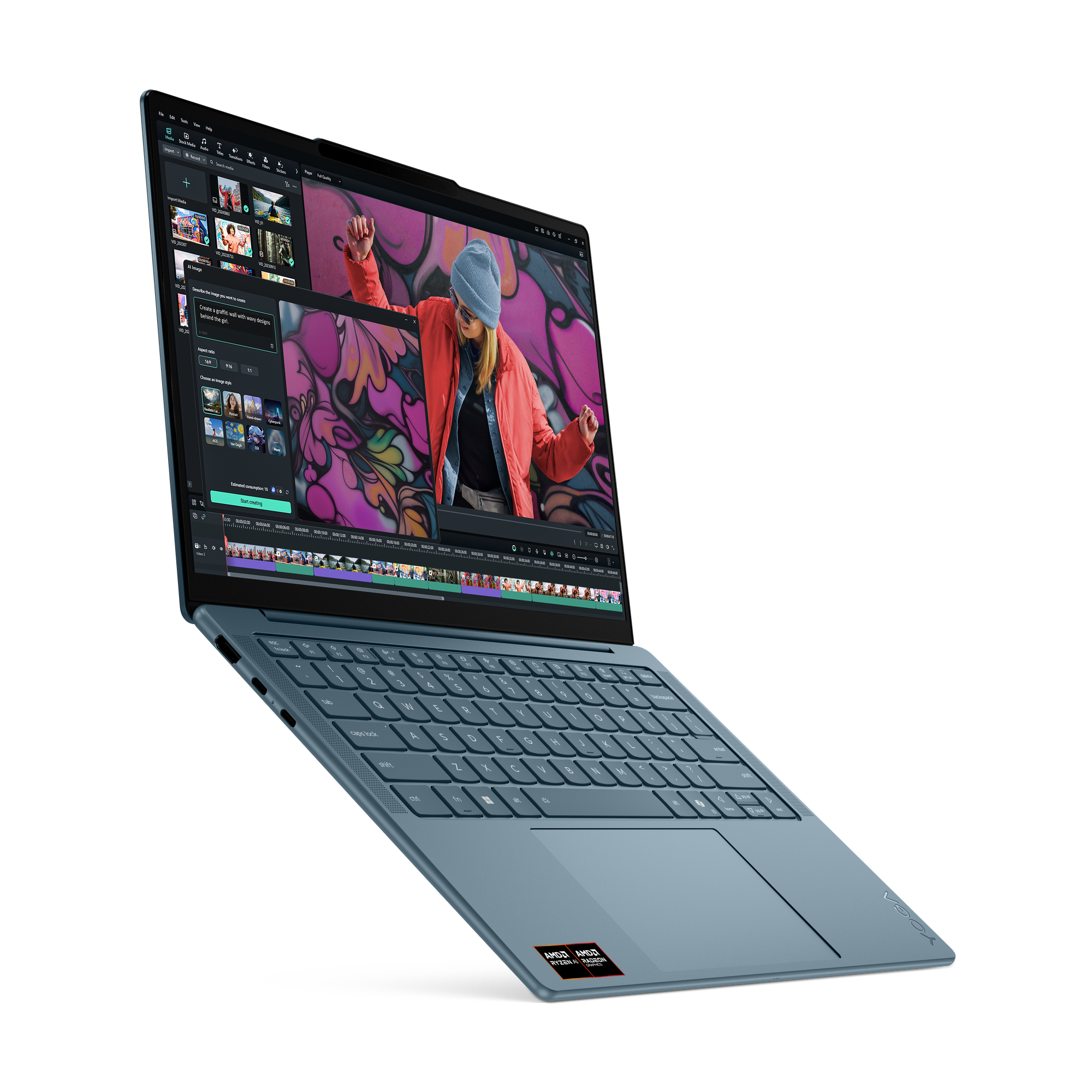 Portátil - Lenovo Yoga Slim 7 14AKP10 Copilot+ PC, 14" WUXGA OLED, AMD Ryzen™ AI 350, 50 TOPS, 32GB RAM, 1TB SSD, Radeon™ 860M, W11 Home, Azul - imagen 4