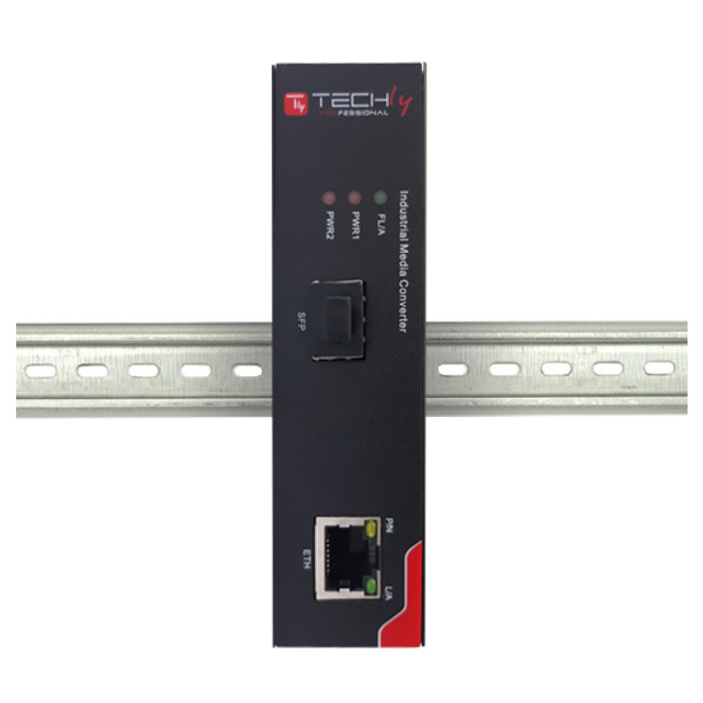 Techly I-SWHUB-IND3100 network media converter 1000 Mbit/s Multi-mode, Single-mode Black