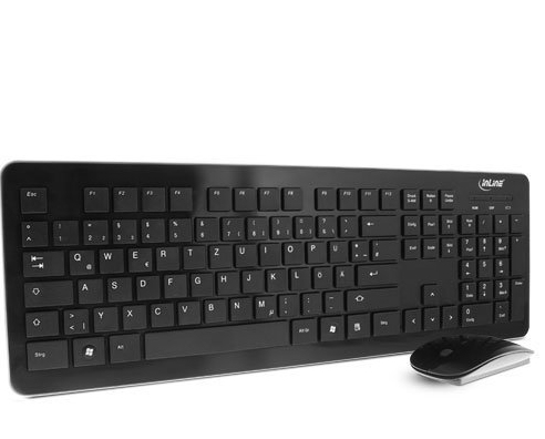 InLine 55368 keyboard Mouse included Universal RF Wireless QWERTZ Black