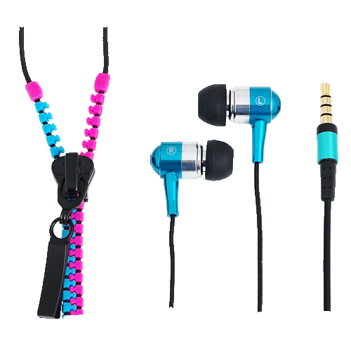 LogiLink Zipper Headphones Wired In-ear Calls/Music Blue, Pink