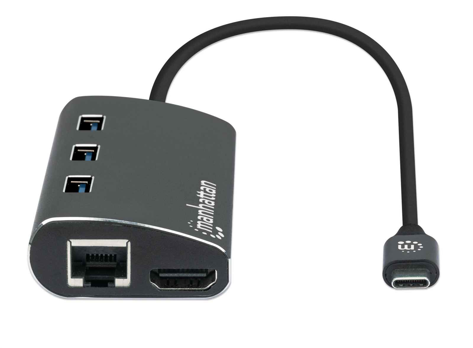 Manhattan USB-C Dock/Hub with Card Reader, Ports (x6): Ethernet, HDMI, USB-A (x3) and USB-C, With Power Delivery (100W) to USB-C Port (Note additional USB-C wal – image 4