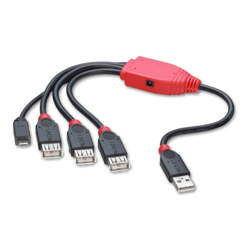 Lindy 42704 interface hub USB 2.0 480 Mbit/s Black, Red
