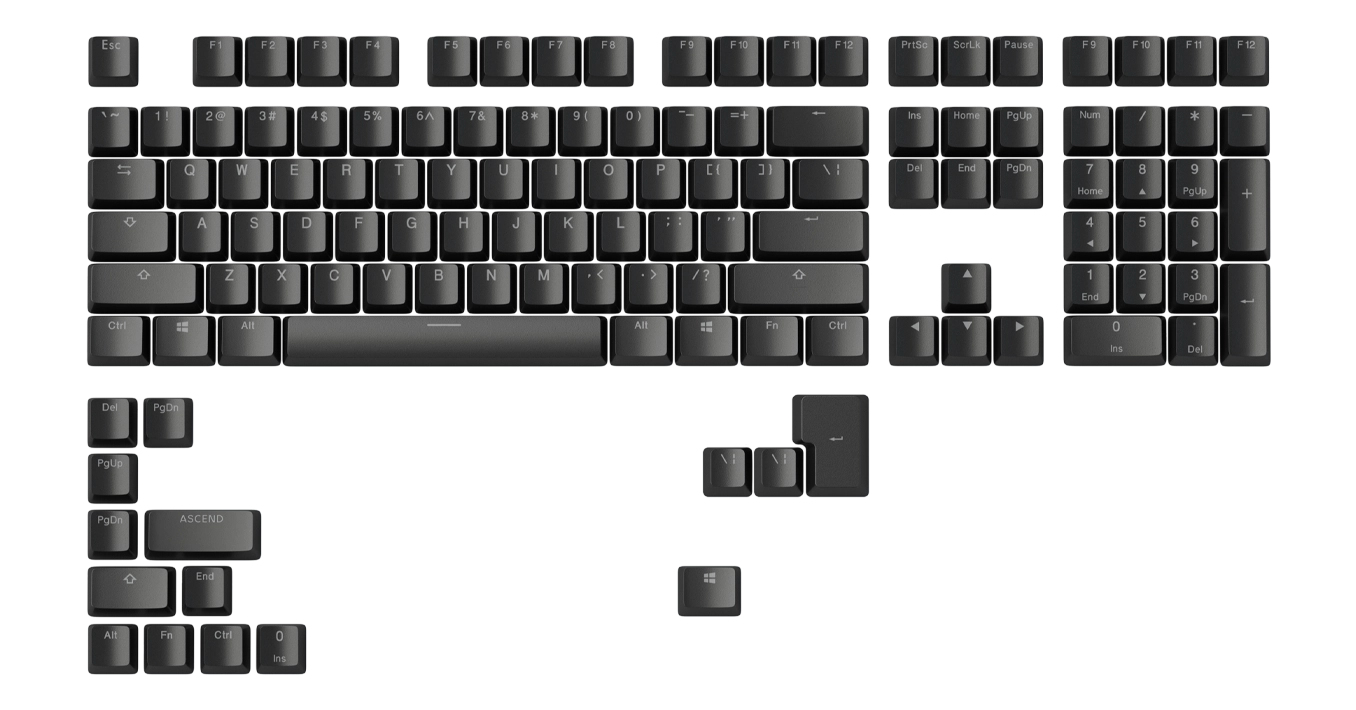 أغطية مفاتيح Glorious Gaming Doubleshot V2 - أسود ABS QWERTY الإنجليزية الأمريكية
