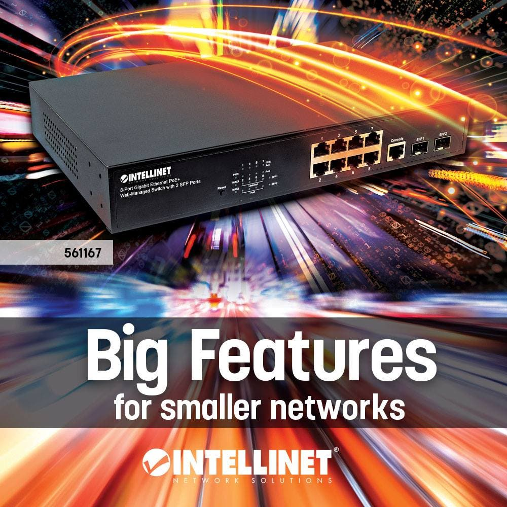 Intellinet 8-Port Gigabit Ethernet PoE+ Web-Managed Switch with 2 SFP Ports, IEEE 802.3at/af Power over Ethernet (PoE+/PoE) Compliant – image 7