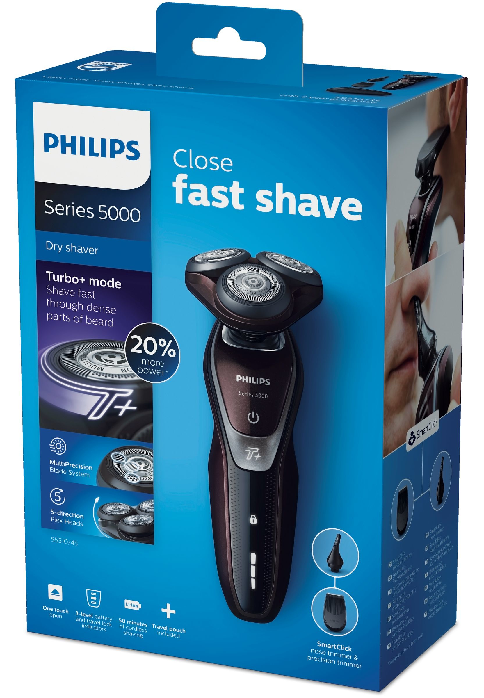 Philips SHAVER Series 5000 S5510/45 men's shaver Rotation shaver Trimmer Black, Bordeaux – image 2