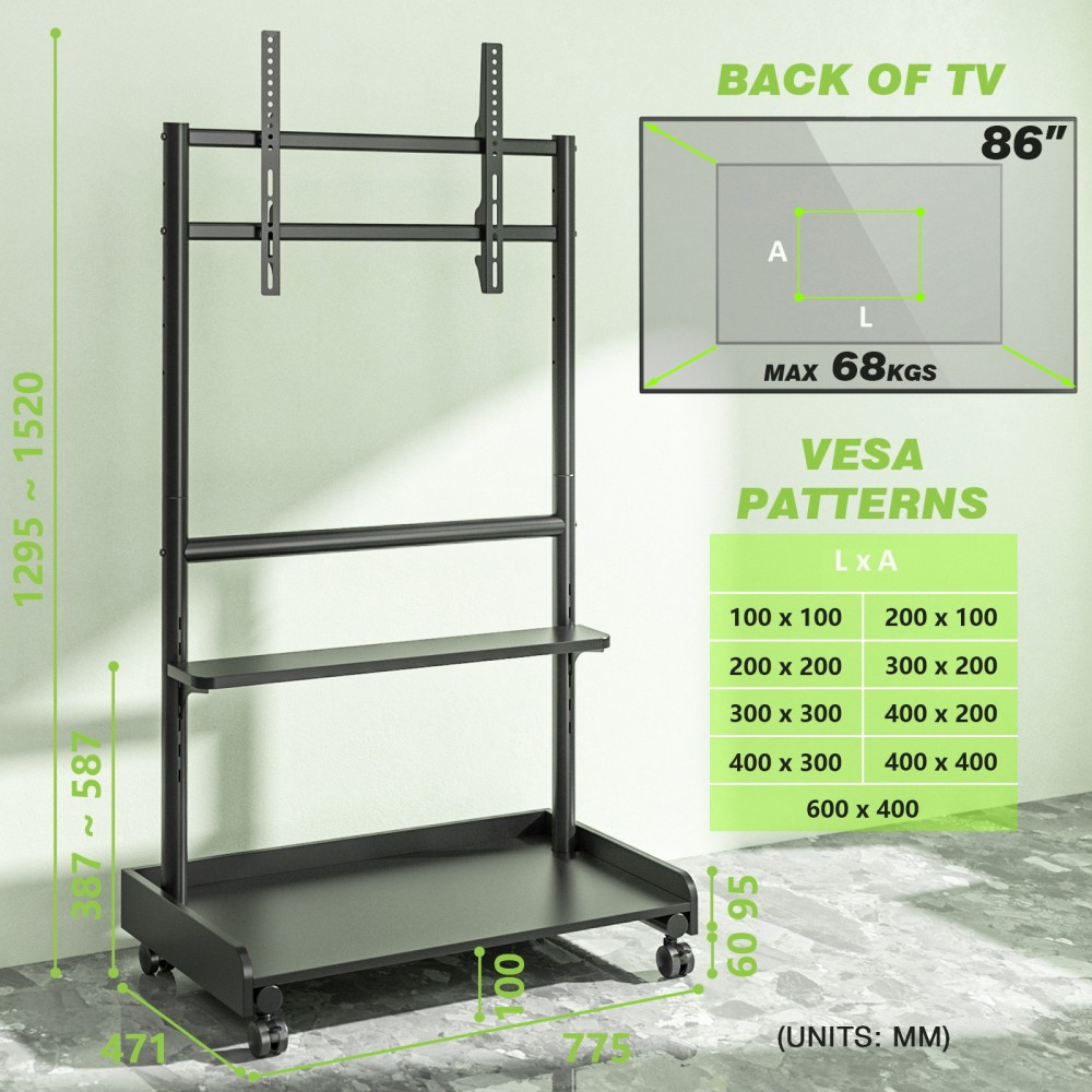 Techly ICA-TR701 TV mount/stand 2.18 m (86") Black – image 8