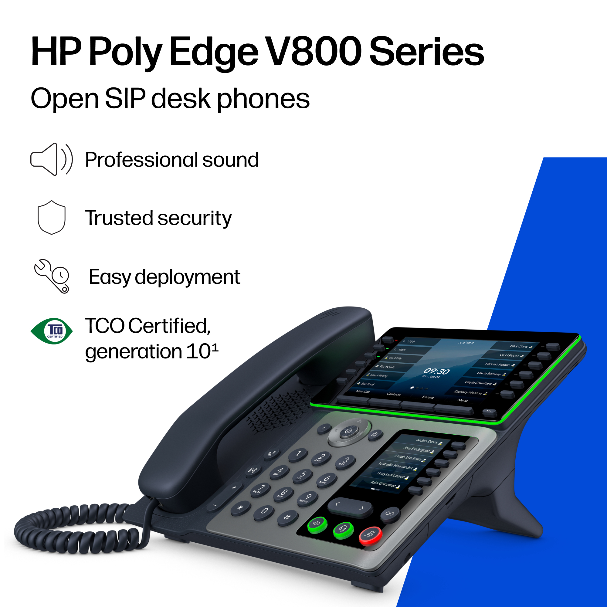 HP Poly Edge V800 OpenSIP DeskPhone with Power Supply No Radio – image 3